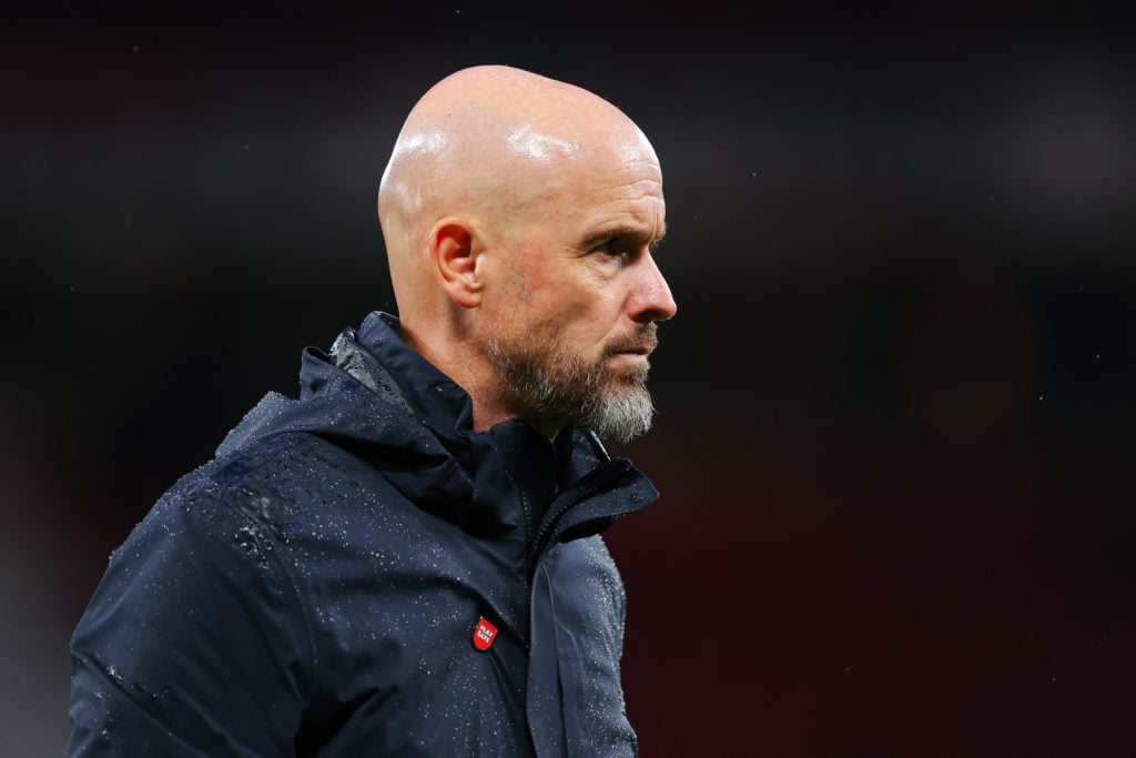 Erik ten Hag, manager of Manchester United, during the Premier League match between Manchester United FC and Tottenham Hotspur FC at Old Trafford ...