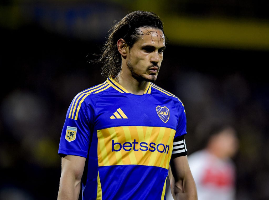 Edinson Cavani of Boca Juniors looks on during a Liga Profesional 2024 match between Boca Juniors and Argentinos Juniors at Estadio Alberto J. Arma...