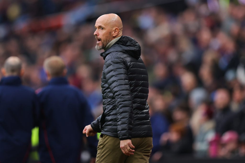 Manchester United manager Erik ten Hag during the Premier League match between Aston Villa FC and Manchester United FC at Villa Park on October 13th...