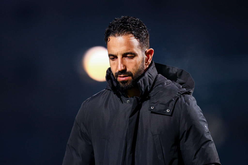 Head Coach Ruben Amorim of Sporting Clube de Portugal gestures during the Liga Portugal Betclic match between FC Famalicao and Sporting Clube de Po...