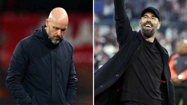 Split image of Erik ten Hag and Ruud van Nistelroy.