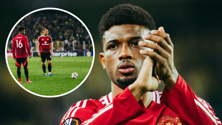 ISTANBUL, TURKEY - OCTOBER 24: Amad Diallo of Manchester United applauds fans following the UEFA Europa League 2024/25 League Phase MD3 match betwe...