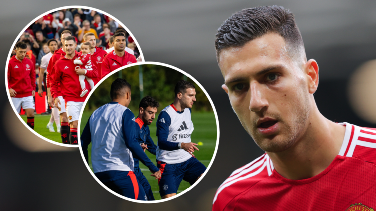 MANCHESTER, ENGLAND - SEPTEMBER 29: Diogo Dalot of Manchester United during the Premier League match between Manchester United FC and Tottenham Hot...