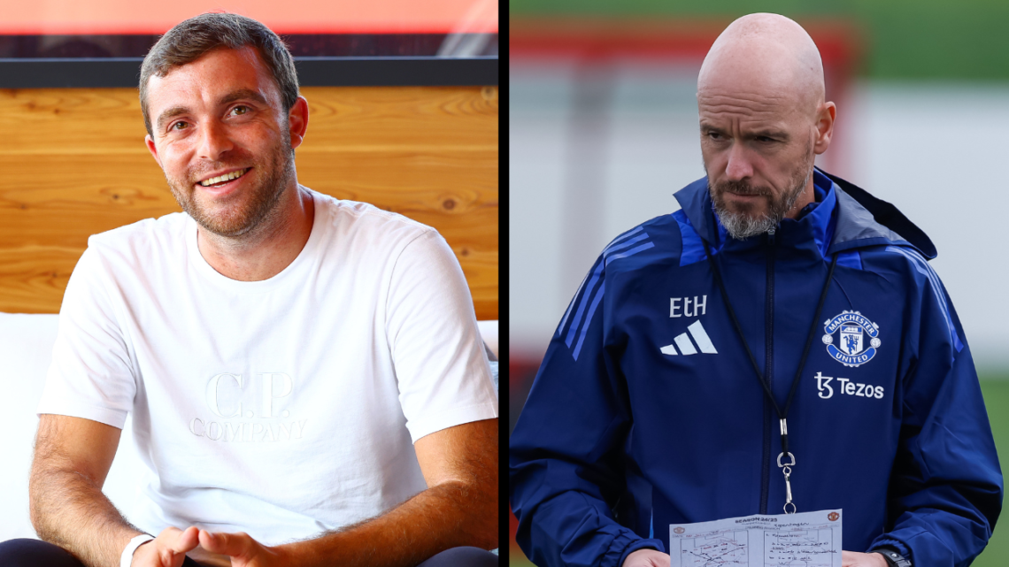 Manchester, England - September 24: Head Coach Erik ten Hag of Manchester United looks on during the training session ahead of the UEFA Europa Leag...