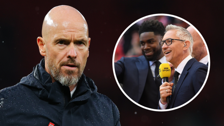 MANCHESTER, ENGLAND - SEPTEMBER 29: Erik ten Hag, manager of Manchester United, looks on as he leaves the field after the Premier League match betw...