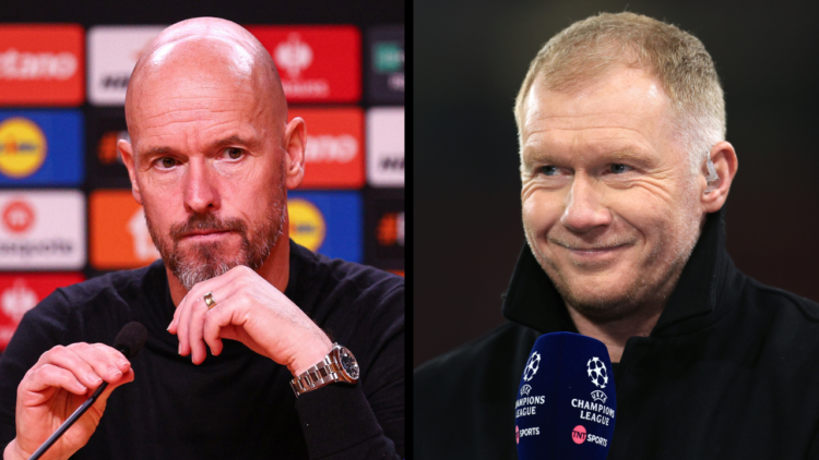 MANCHESTER, ENGLAND - DECEMBER 12: TV pundit Paul Scholes during the UEFA Champions League match between Manchester United and FC Bayern München at...