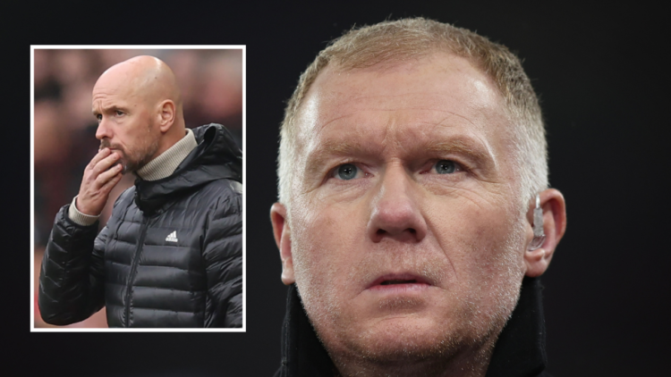 MANCHESTER, ENGLAND - DECEMBER 12: Former Manchester United player Paul Scholes working as a TV pundit during the UEFA Champions League match betwe...