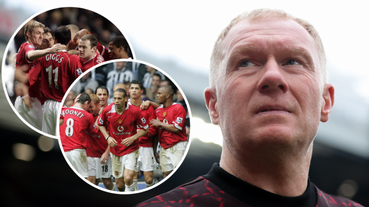 MANCHESTER, ENGLAND - SEPTEMBER 07: Paul Scholes during the Manchester United Foundation charity match between Manchester United Legends and Celtic...