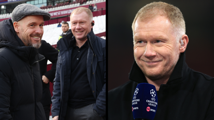 MANCHESTER, ENGLAND - DECEMBER 12: TV pundit Paul Scholes during the UEFA Champions League match between Manchester United and FC Bayern München at...
