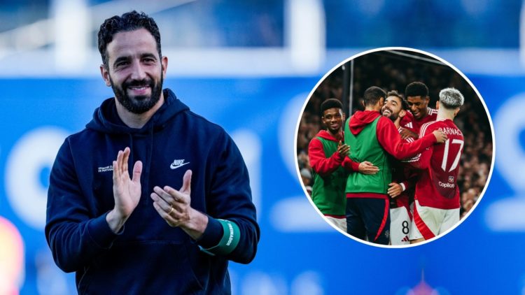 Sporting Head Coach Rúben Amorim thanks supporters for standing during the Liga Portugal Bwin match between GD Estoril and Sporting CP at Estadio A...