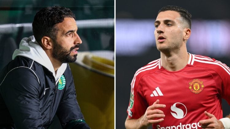 Split image of Ruben Amorim and Diogo Dalot.