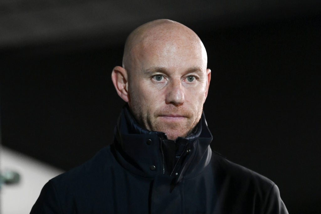 Nicky Butt, Co-Owner of Salford City, looks on during the Emirates FA Cup First Round Replay match between Salford City and Peterborough United at ...