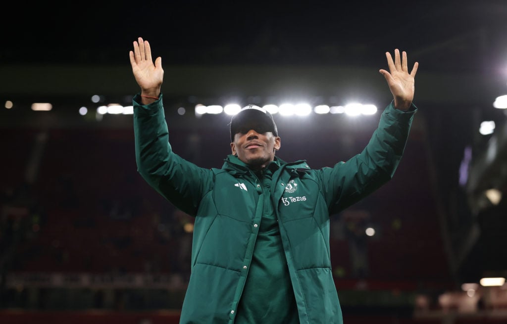 Anthony Martial of Manchester United waves to supporters after the Premier League match between Manchester United and Newcastle United at Old Traff...