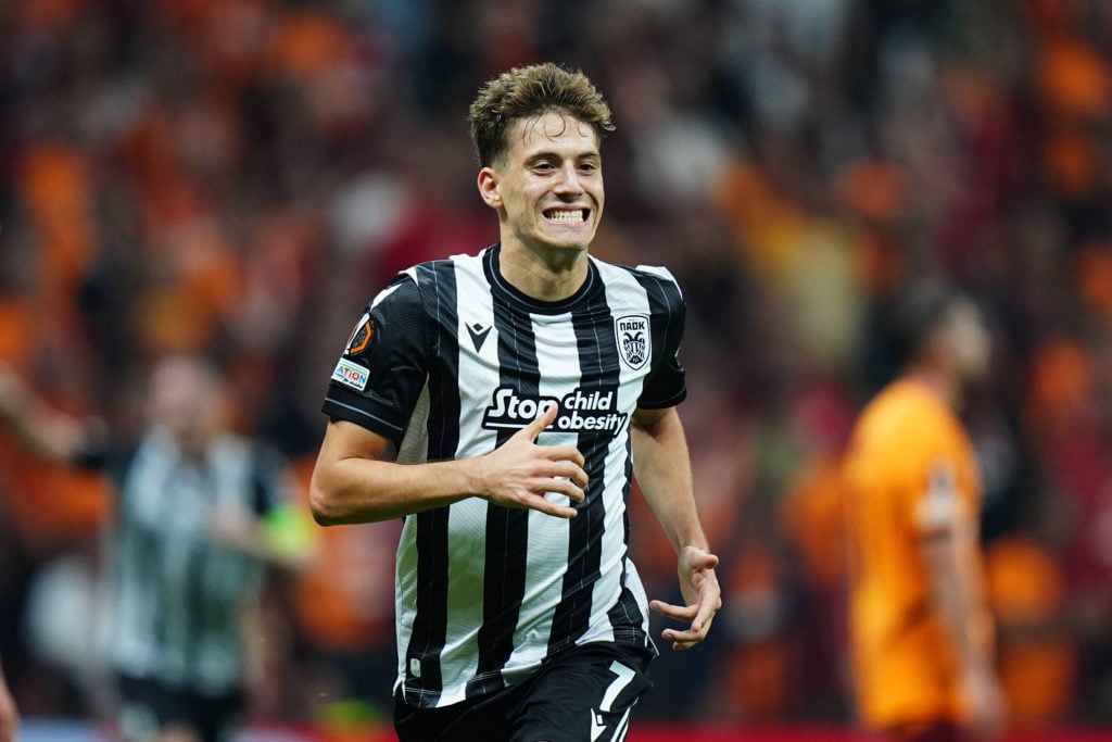 Giannis Konstantelias of PAOK celebrates after scoring a goal in the UEFA Europa League week 1 match between 