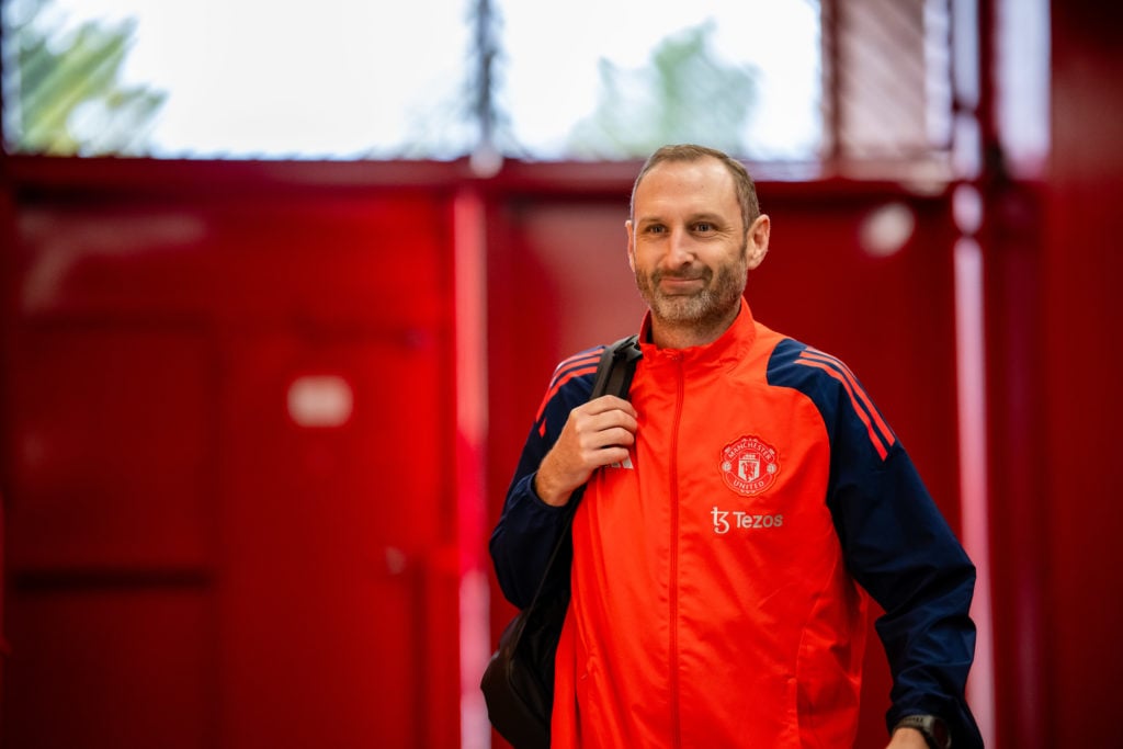 Coach Andreas Georgson of Manchester United arrives ahead of the Premier League match between Manchester United FC and Brentford FC at Old Trafford...