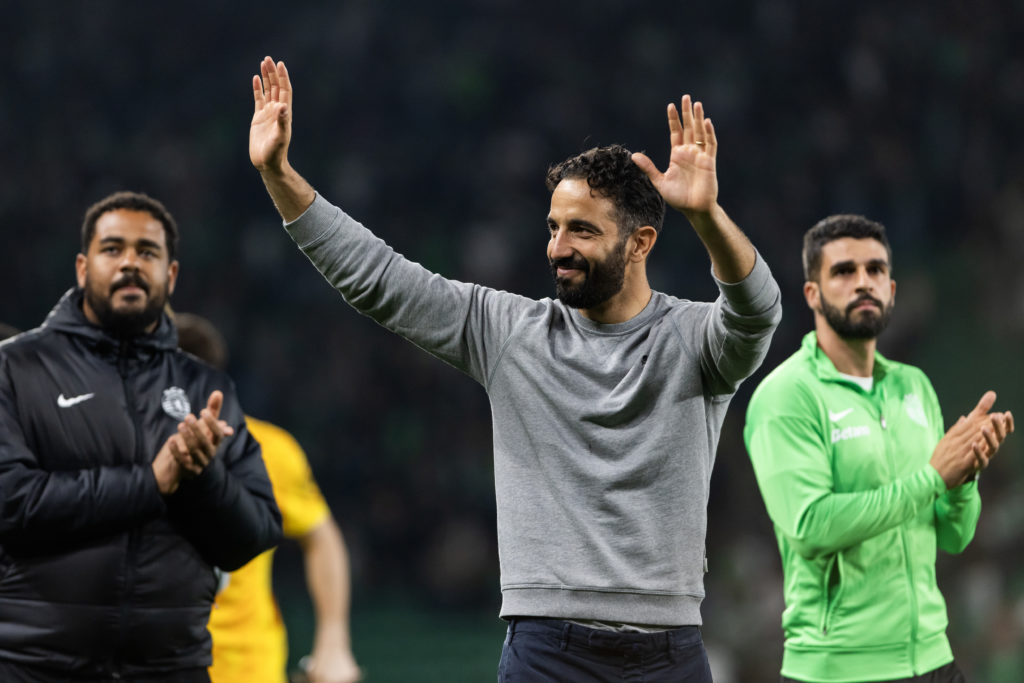 Sporting CP head coach Ruben Amorim (C) seen waving to fans