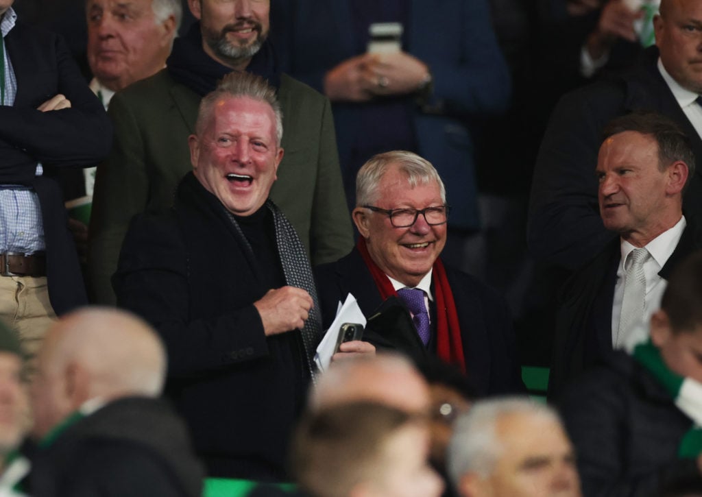 Sir Alex Ferguson in the stands prior to the UEFA Champions League 2024/25 League Phase MD4 match between Celtic FC and RB Leipzig at Celtic Park o...