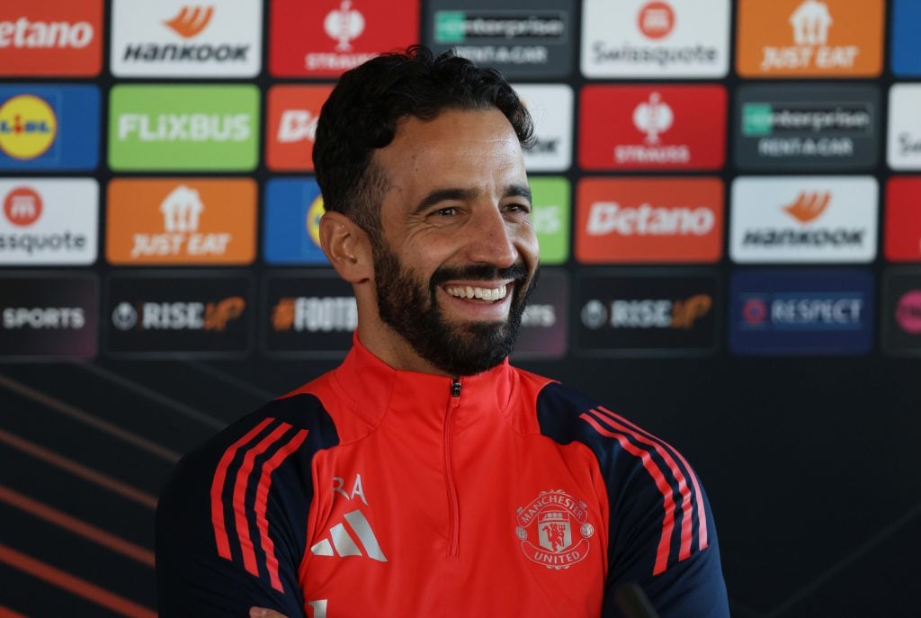 Ruben Amorim, Manager of Manchester United, during his pre match press conference during the UEFA Europa League 2024/25 League Phase MD5 training a...