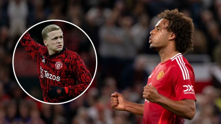Joshua Zirkzee. Inset, Donny van de Beek.