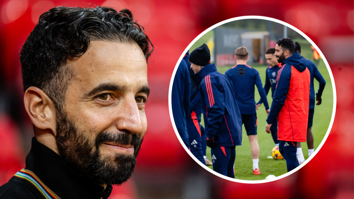 MANCHESTER, ENGLAND - NOVEMBER 13: Ruben Amorim visits Old Trafford on November 13, 2024 in Manchester, England (Photo by Ash Donelon/Manchester Un...