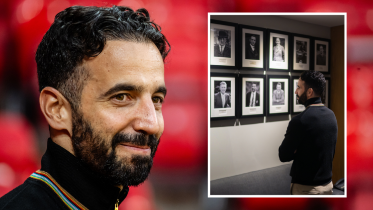 MANCHESTER, ENGLAND - NOVEMBER 13: Ruben Amorim visits Old Trafford on November 13, 2024 in Manchester, England (Photo by Ash Donelon/Manchester Un...