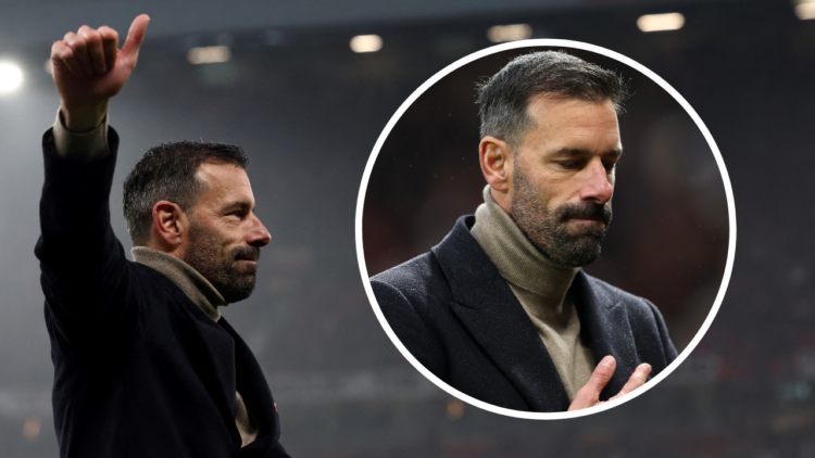 CORRECTION / Manchester United's Dutch interim head coach Ruud van Nistelrooy acknowledges fans at the end of the English Premier League football m...