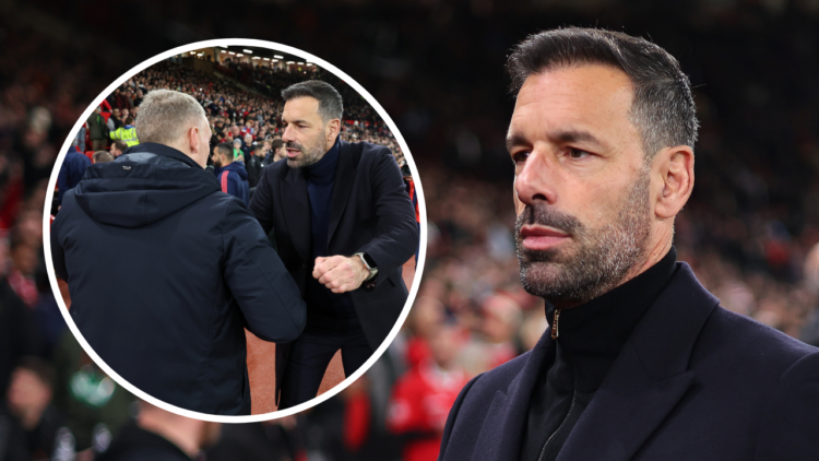 MANCHESTER, ENGLAND - NOVEMBER 7: Ruud van Nistelrooy the interim head coach / manager of Manchester United during the UEFA Europa League 2024/25 L...