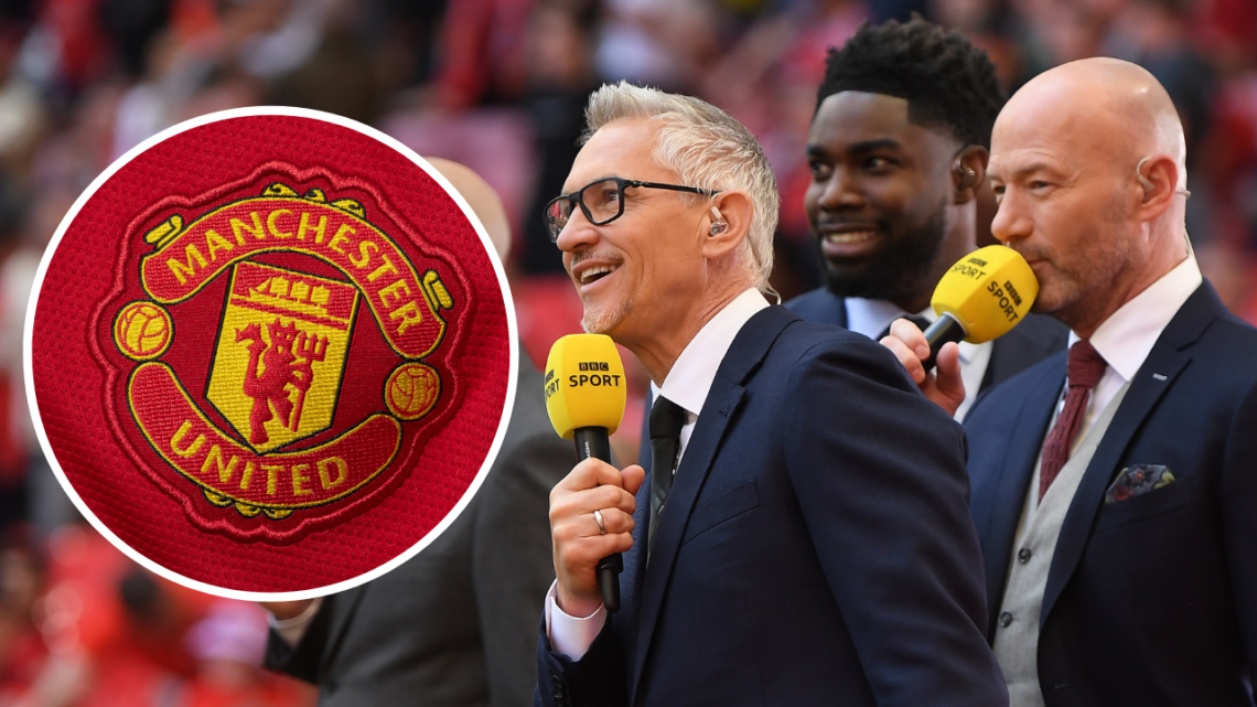 LONDON, ENGLAND - APRIL 16: Sports Broadcaster, Gary Lineker and pundits Danny Murphy, Micah Richards and Alan Shearer react prior to The Emirates ...