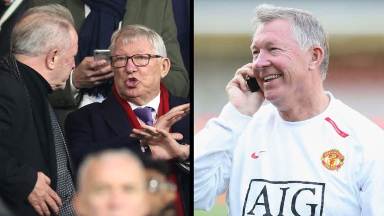GLASGOW, SCOTLAND - NOVEMBER 05: Sir Alex Ferguson in the stands prior to the UEFA Champions League 2024/25 League Phase MD4 match between Celtic F...