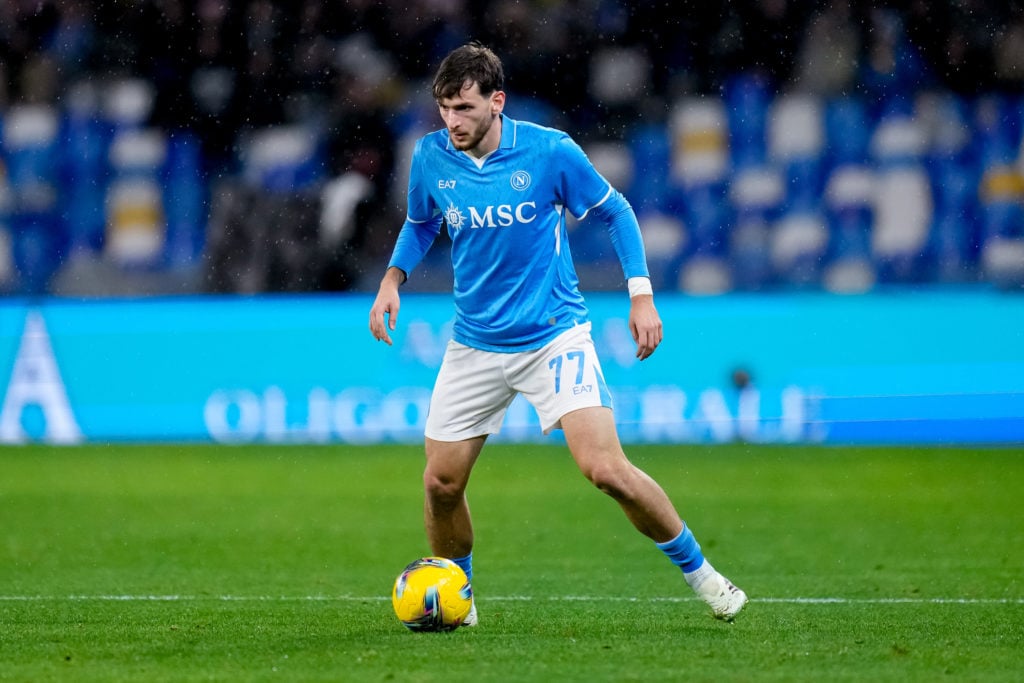 Khvicha Kvaratskhelia of SSC Napoli during the serie Serie A Enilive match between SSC Napoli and SS Lazio at Stadio Diego Armando Maradona on Dece...