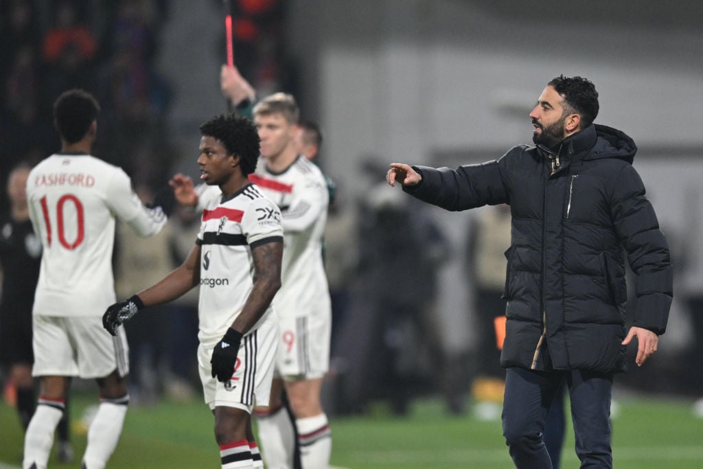 Head Coach Rúben Amorim of Manchester United reacts during the UEFA Europa League 2024/25 League Phase MD6 match between FC Viktoria Plzen and Manc...