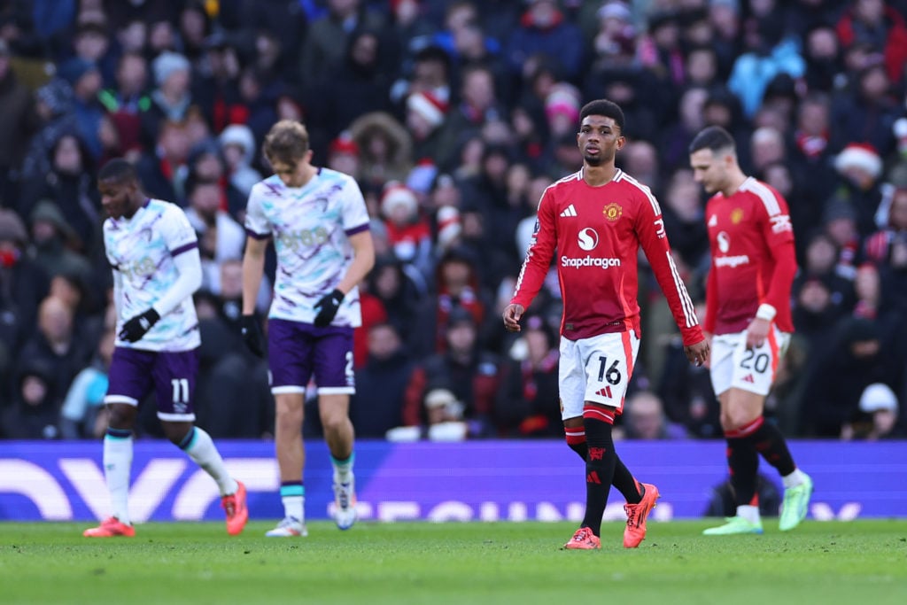 A dejected Amad Diallo of Manchester United during the Premier League match between Manchester United FC and AFC Bournemouth at Old Trafford on Dec...