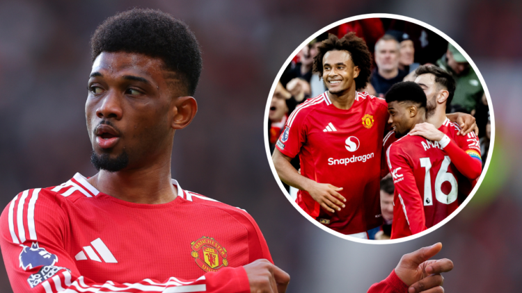 MANCHESTER, ENGLAND - DECEMBER 01: Amad Diallo of Manchester United during the Premier League match between Manchester United FC and Everton FC at ...