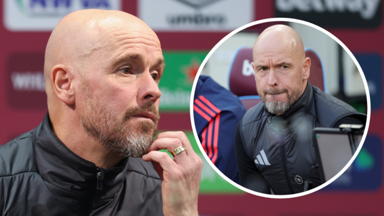 LONDON, ENGLAND - OCTOBER 27: Manchester United manager Erik ten Hag during the post-match press conference during the Premier League match between...