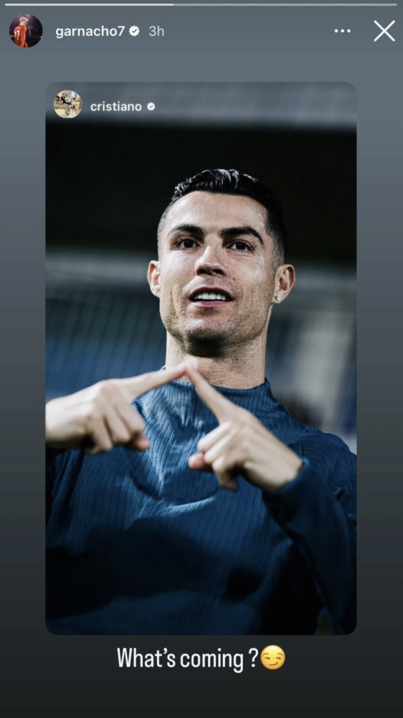 Alejandro Garnacho asked Manchester United and Portugal legend Cristiano Ronaldo a cryptic question on social media. Credit: Instagram