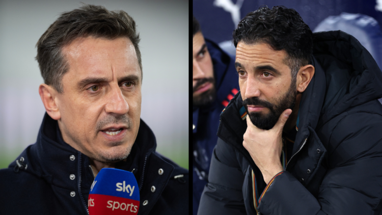 LONDON, ENGLAND - FEBRUARY 26: Sky Sports pundit Gary Neville is seen prior to the Premier League match between West Ham United and Brentford FC at...