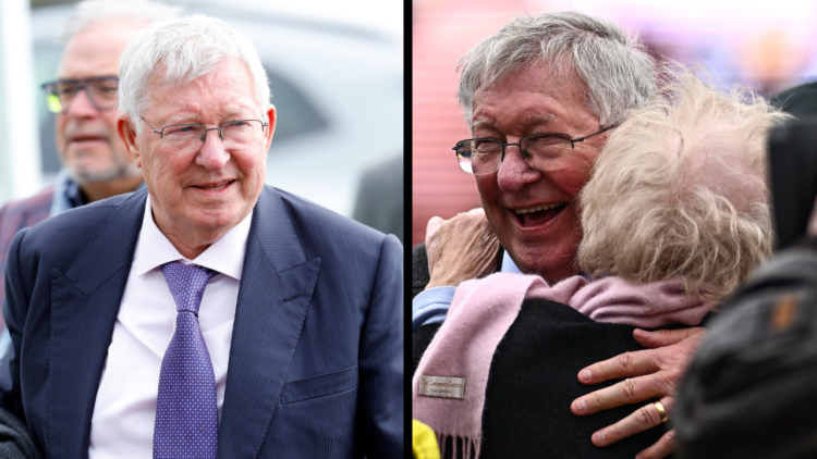 Gloucestershire , United Kingdom - 14 March 2024; Joint owner Sir Alex Ferguson is congratulated after sending out Protektorat to win the Ryanair C...