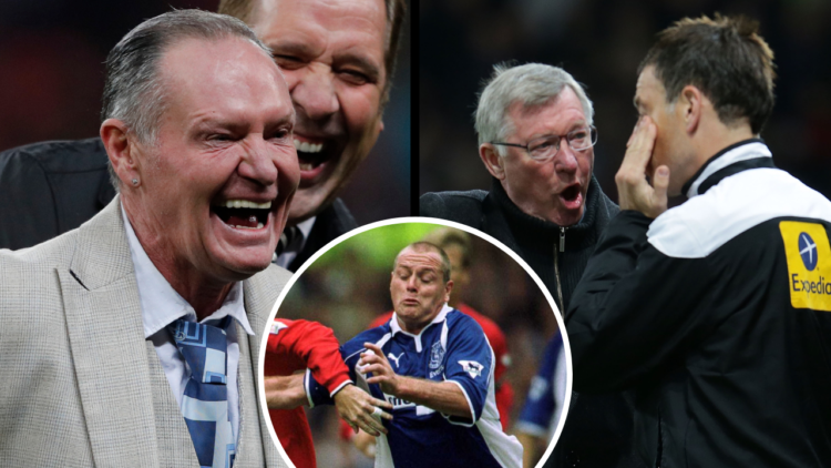 MANCHESTER, ENGLAND - APRIL 22: Manager Sir Alex Ferguson of Manchester United complains to fourth official Mark Clattenburg the Barclays Premier L...
