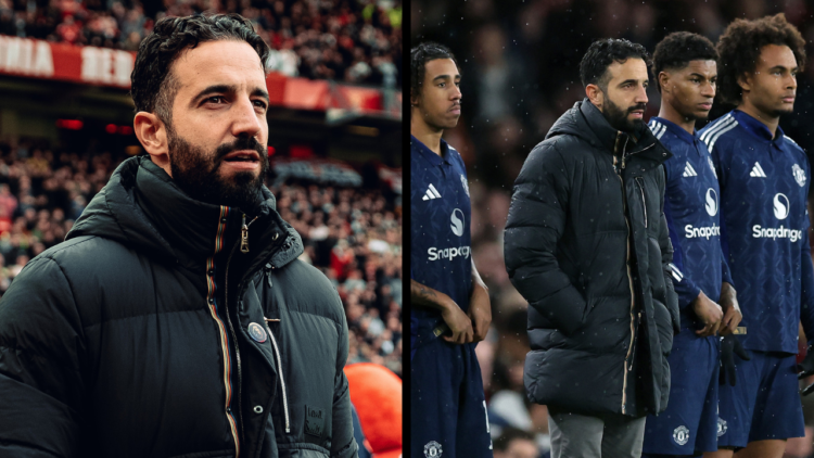 MANCHESTER, ENGLAND - DECEMBER 01: Head Coach Ruben Amorim of Manchester United walks out ahead of the Premier League match between Manchester Unit...