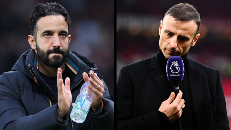 MANCHESTER, ENGLAND - DECEMBER 01: Ruben Amorim, Head Coach of Manchester United, applauds the fans as he walks towards the tunnel after the team's...