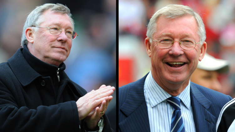 Manchester United manager Sir Alex Ferguson leaves the field after the 3-0 win against Liverpool during the English Premier league football match a...