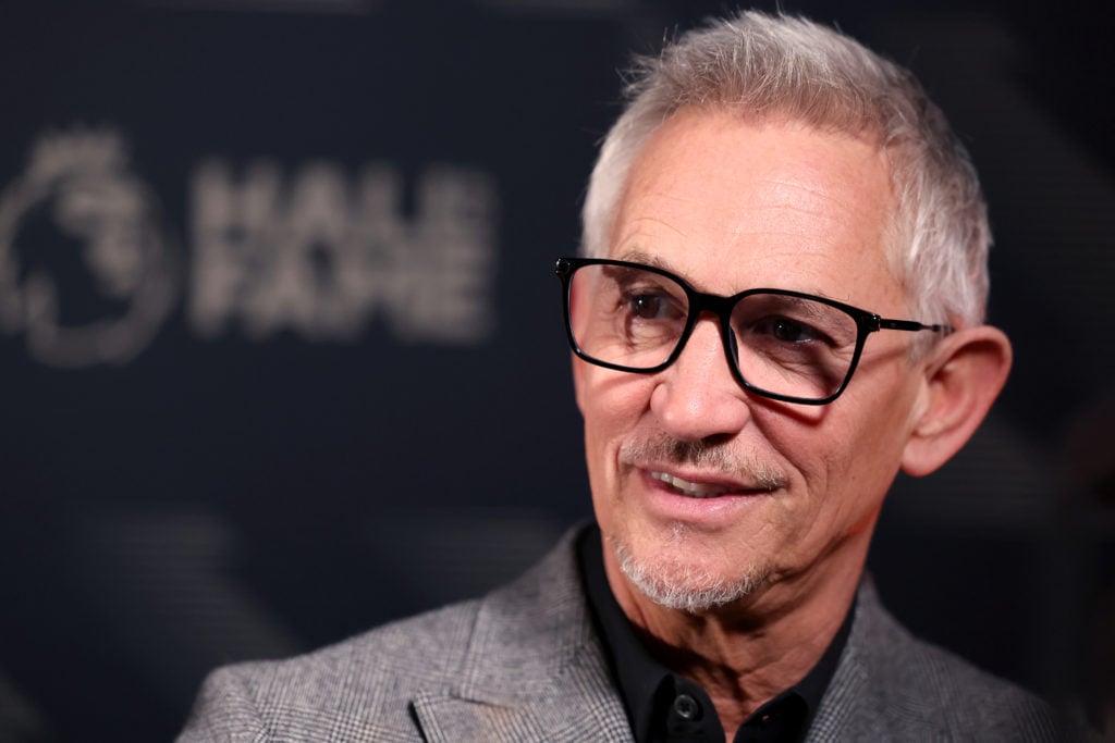 Former England and Barcelona striker Gary Lineker looks on during the Premier League Hall of Fame 2024 inductions event in 2024 in London, England.