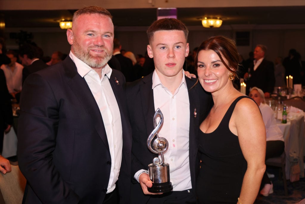 Wayne Rooney, Kai Rooney and Coleen Rooney during Nordoff Robbins' Legends of Football at JW Marriott Grosvenor House on October 07, 2024 in London...