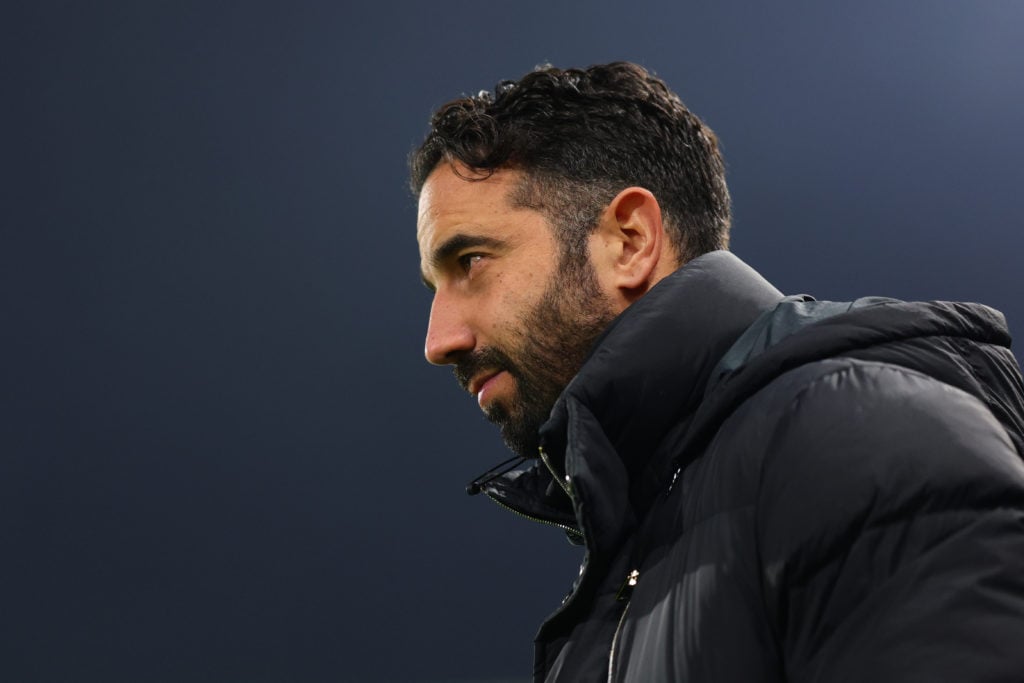 Manchester United manager Ruben Amorim during the Premier League match between Fulham and Manchester United at Craven Cottage in 2025 in London.