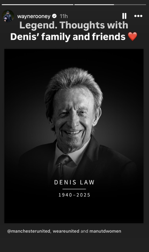 Wayne Rooney tribute to Denis Law. 

Credit: Instagram