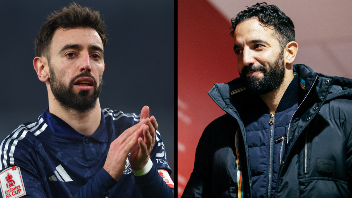 LONDON, ENGLAND - JANUARY 12: Bruno Fernandes of Manchester United applauds during the Emirates FA Cup Third Round match between Arsenal and Manche...