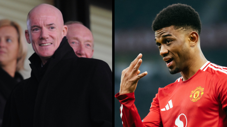 MANCHESTER, ENGLAND - JANUARY 19: Amad Diallo of Manchester United reacts during the Premier League match between Manchester United FC and Brighton...