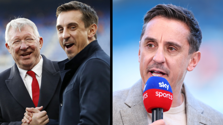 (L-R) coach Ole Gunnar Solskjaer of Manchester United, Sir Alex Ferguson, Gary Neville, during the UEFA Champions League quarter final match betwee...