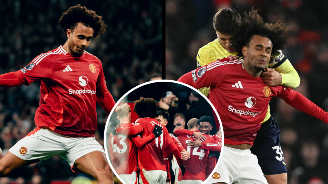 MANCHESTER, ENGLAND - JANUARY 16: Joshua Zirkzee of Manchester United in action during the Premier League match between Manchester United FC and So...