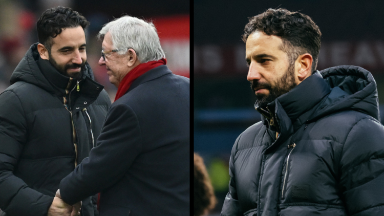 MANCHESTER, ENGLAND - JANUARY 19: Ruben Amorim, Manager of Manchester United looks on following the Premier League match between Manchester United ...